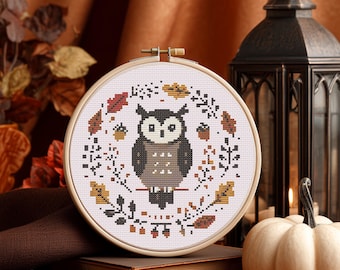 Owl Cross Stitch Pattern PDF – 100x100 Beginner Friendly Embroidery Chart