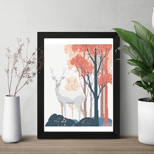 White Roe Deer Cross Stitch Pattern PDF – 162 x 162 stitches