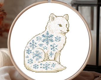 Snowflake fox Cross Stitch Pattern PDF - 108 x 108 stitches