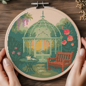Greenhouse cross stitch pattern – PDF (165×165 Stitches)