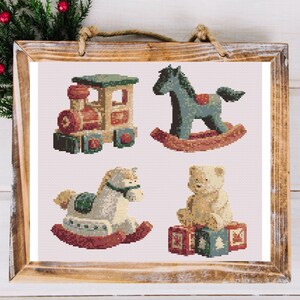 Vintage Toy Collection Cross Stitch Chart PDF (160×160 Stitches)