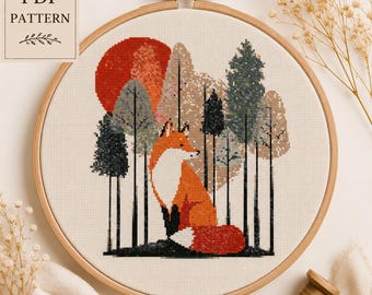 Fox Cross Stitch Pattern PDF | Woodland Animal Embroidery Chart | Forest Decor | Instant Download | Modern Cross Stitch