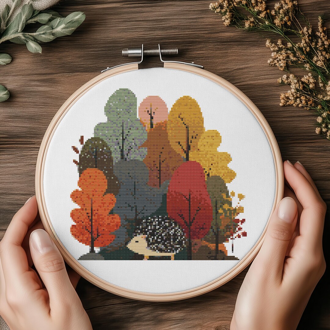 Hedgehog in the Forest Cross Stitch Pattern – Nature PDF Chart 163x163 ...
