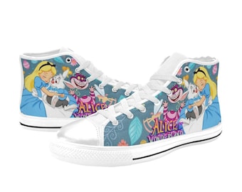 Wysokie trampki z płótna, personalizowane, Alicja w Krainie Czarów, codzienne