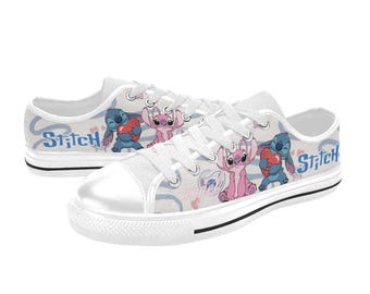 Low Top Sneakers Canvas  Custom Lilo And Stitch Sneakers Casual