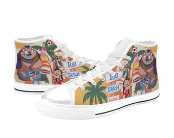 High Top Sneakers Canvas  Custom Lilo And Stitch Sneakers Casual
