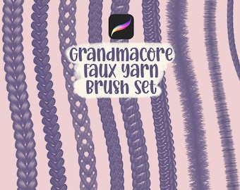 Pincel de Fio Sintético para Procreate, Conjunto de Pincéis de Carimbo para Procreate, Pincel de Ponto Grandmacore para Procreate, Pincel de Crochê para Procreate, Pincel de Tricô para Procreate