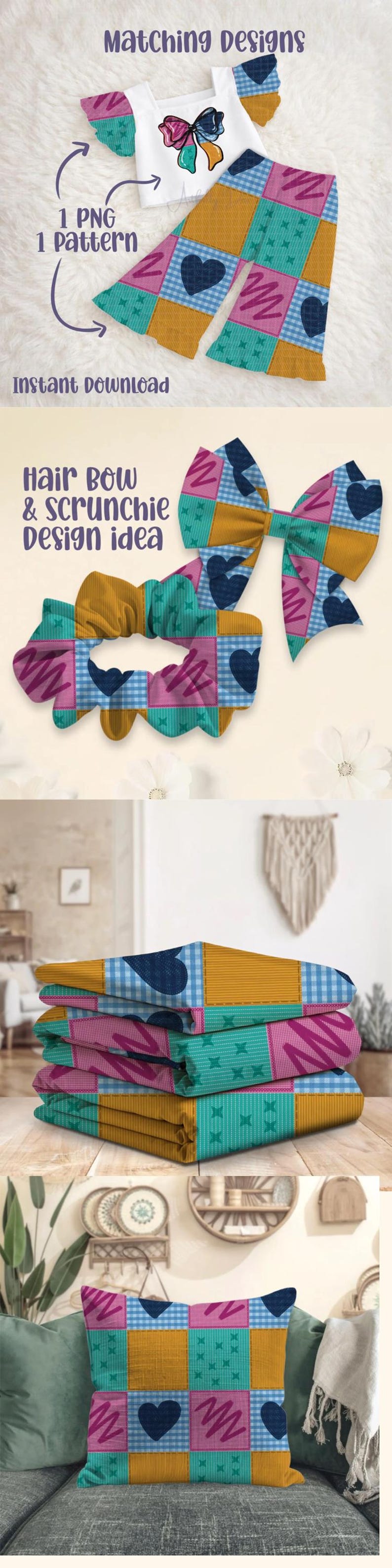 Modello patchwork senza cuciture, motivo trapuntato, design per tessuto, uncinetto senza cuciture, file ricamato, carta digitale Grandmacore, download immediato immagine 10