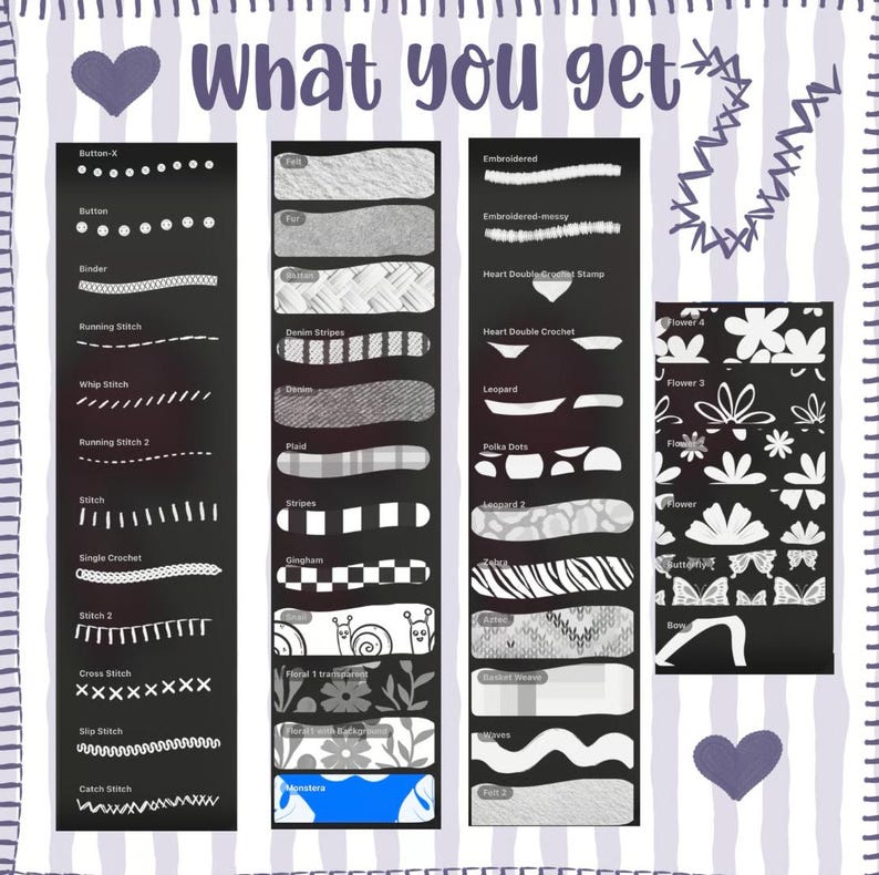 Procreate Patchwork-Pinsel, Procreate Kreuzstich-Pinsel, Stofftextur-Pinsel, Procreate Stich-Pinsel, Grandmacore-Pinselset Bild 7