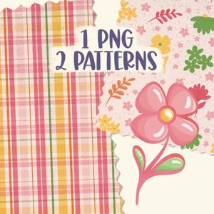 Florale nahtlose Muster Blume nahtlose Datei Frühlingsmuster Digitales Papier florales Stoffmuster Sofortiger Download kariertes Blumenmuster PNG