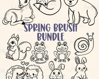 Procreate Spring Brush Set Bundle For Procreate Brush Stamps Animal Digital Brush Floral Brush Procreate Stamp Brush Set Flowers and Leaves