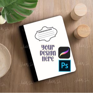 Composition Notebook Mockup For Procreate Notebook Cover Mockup Digital Journal Mockup
