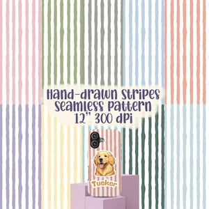 Handgezeichnete Pastellstreifen Nahtlose Muster Streifen Hintergrund Vertikale Streifen Digitales Papier PNG Set Moderne Abstrakte Streifen Tapete