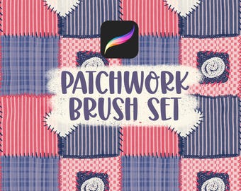 Pincel de patchwork para Procreate, Pincel de ponto cruz para Procreate, Textura de tecido, Pincel de costura para Procreate, Pincel gratuito para Procreate, Conjunto de pincéis Grandmacore