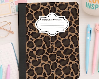 Classic Brown Leopard Print Composition Notebook Cover Animal Print Journal Cheetah Pattern Notebook Cover  School Writing Journal Cover PNG