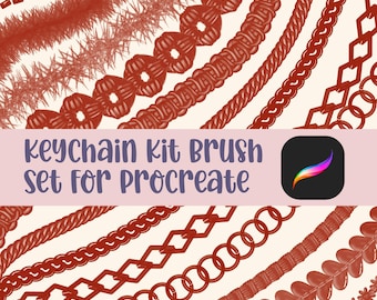 Conjunto de pincéis para joias Procreate: pincéis para chaveiro com pingente de corrente, pincéis para acessórios decorativos Procreate, carimbos para download digital.