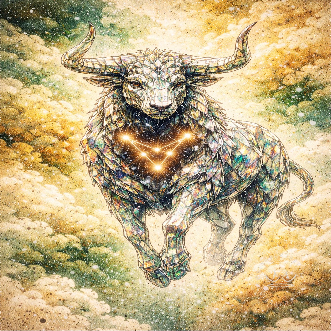 Taurus Crystal Bull Constellation Celestial Astrology Artwork, April ...