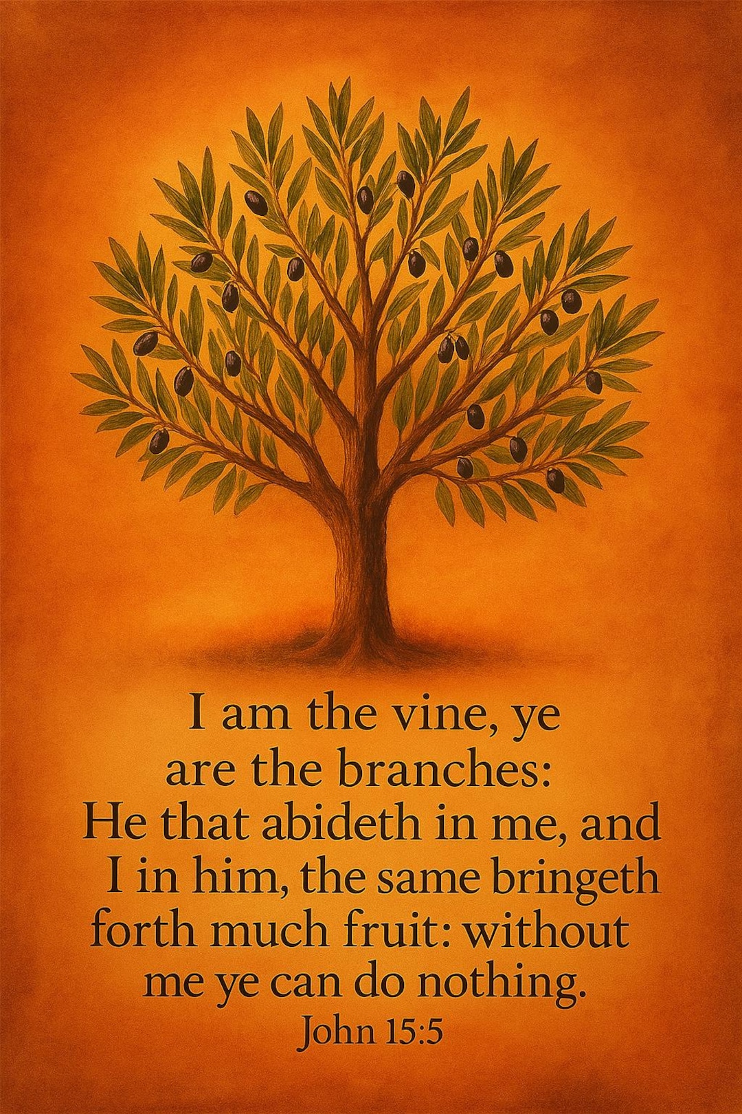 John 155 Scripture Art Christian Olive Tree Printable Vintage 