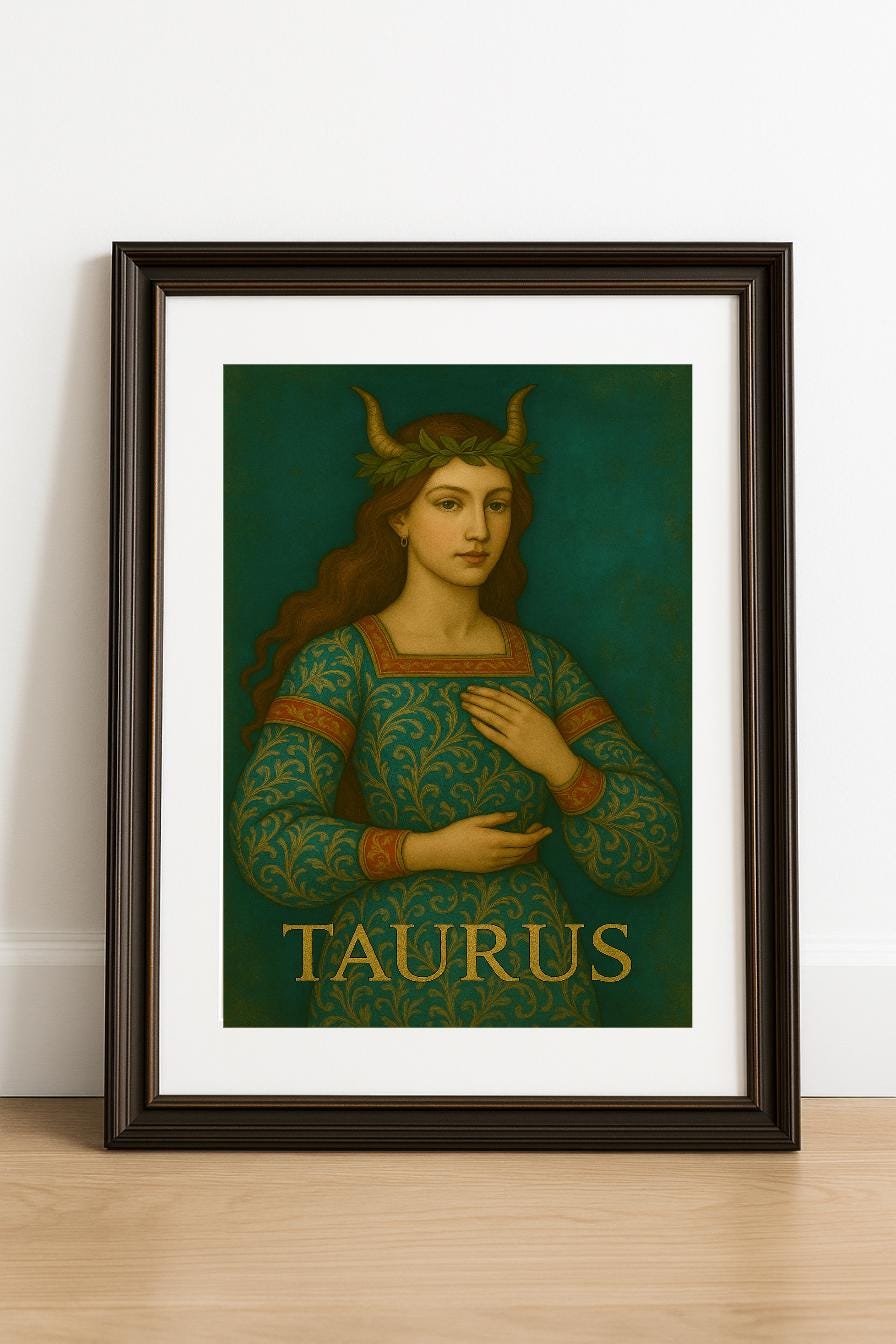 Taurus Goddess Zodiac Poster, May Birthday Gift for Astrology Lover ...