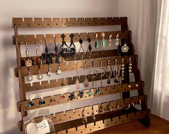Wooden Earring Display Stand: Jewelry Organizer Rack