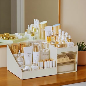 Modern Cosmetic Organizer with Drawers | Desktop Makeup Storage Box