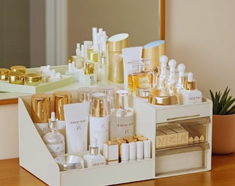 Modern Cosmetic Organizer with Drawers | Desktop Makeup Storage Box
