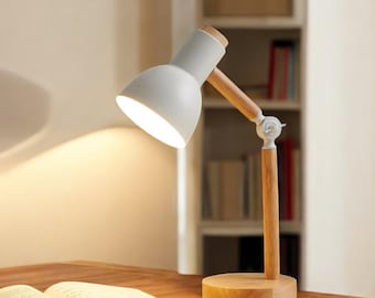 Nordic Wooden Table Lamp: Adjustable Bedside Desk Light