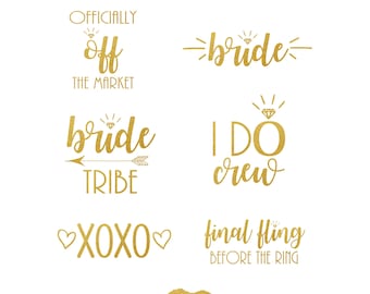 Bride Tribe Tattoo Bachelorette Party Tattoo SET OF 20 Metallic Temporary Tattoo Gold Foil Tattoo Bridesmaid Gifts Flash Tattoo Hens Party