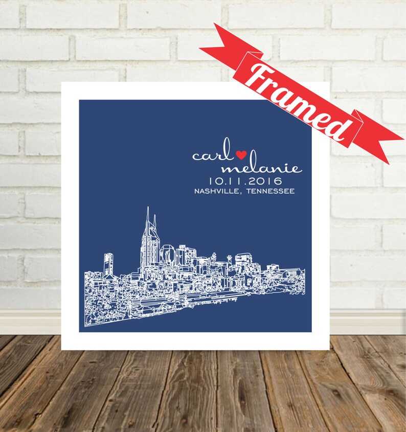 Houston Skyline Wedding Gift Art Print Personalized FRAMED ART Etsy