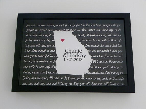 Wedding Song Lyrics Personalized State Map Framed Art Print Etsy