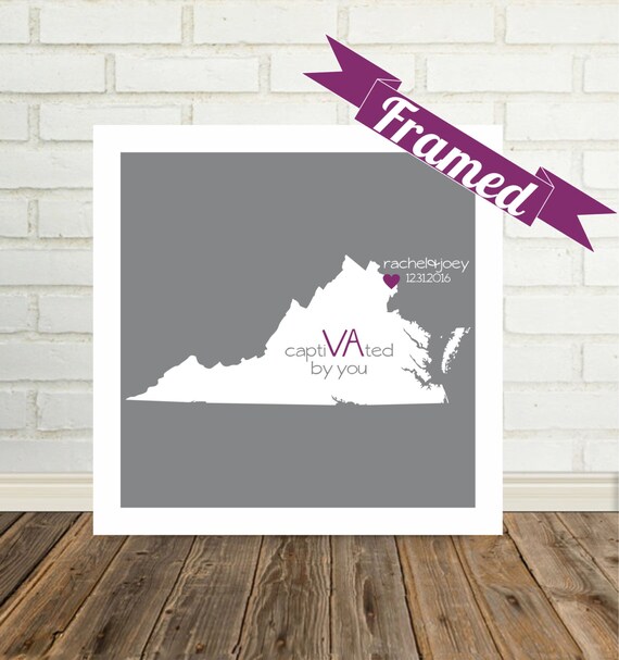 VIRGINIA Map Print Personalized Anniversary Gift Wedding Etsy