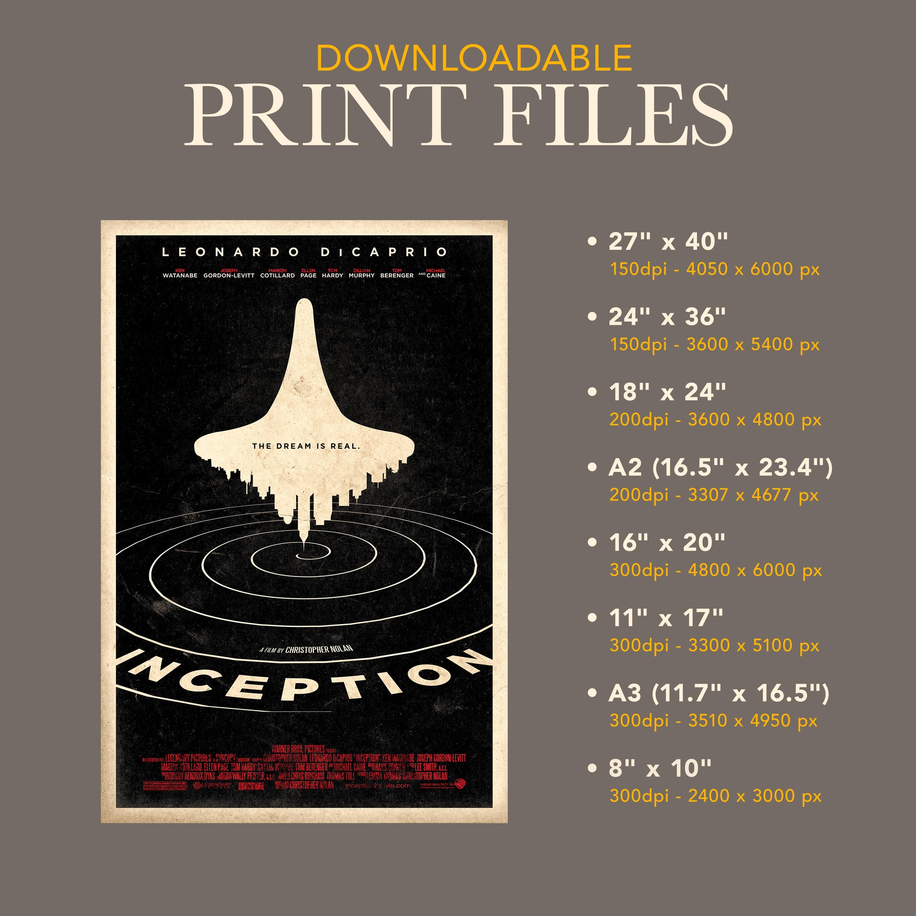 What Inspired Inception Inception Movie Poster | Printable Wall Art | Minimalist Film Decor ...