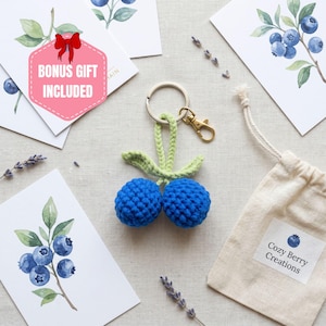 Blueberry Keychain Crochet Pattern | Amigurumi Keychain PDF Pattern | Crochet Keychain Amigurumi | Beginner Crochet Pattern