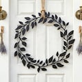 Leaf Metal Wreath,Welcome Door Hanger,Four-Season Door Wreath,Handmade Christmas Wreath,Wall Decor, Gift for Her,Winter Holiday Ornament