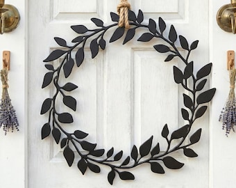 Leaf Metal Wreath,Welcome Door Hanger,Four-Season Door Wreath,Handmade Christmas Wreath,Wall Decor, Gift for Her,Winter Holiday Ornament