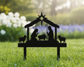 Nativity Scene Metal Yard Stake, Metal Outdoor Manger Scene Yard Stake, Christmas Yard Stake, Manger Scene Display, Cute Christian Gifts