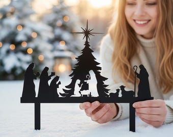 Nativity Scene Metal Yard Stake, Metal Outdoor Manger Scene Yard Stake, Christmas Yard Stake, Manger Scene Display, Cute Christian Gifts