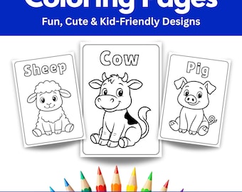 Farm Animal Coloring Pages for Kids | Printable Coloring Sheets | A4 and US Letter | Cute Farm Animals for Preschool Kindergarten