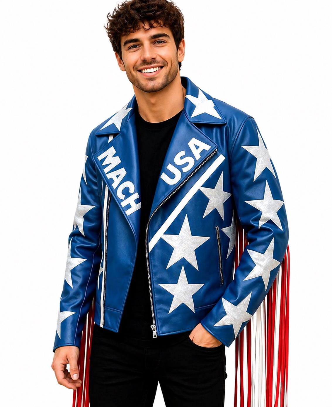Usa Flag Leather Jacket - Etsy