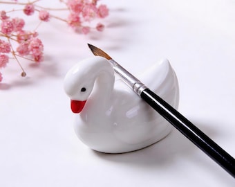 Mini Swan Figurine, Ceramic PenHolder ,Wedding Cake Top Decor , Gift for Newlyweds, A set of two