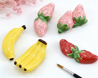 Handmade Fruit Ceramic Pen Holders - Artistic Strawberry, Watermelon,Tomato, Banana Desk Decor -  Home Gift