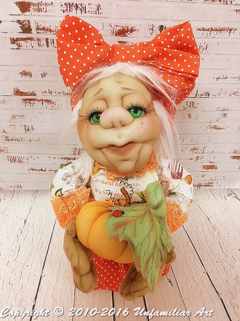Madetoorder Soft Sculpture Doll OOAK Art Doll Pumpkin' Granny . Soft