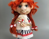 Made-To-Order Soft Sculptured Doll La Petite Coquette Serial "My First Captain " .Textile Doll. Seamen