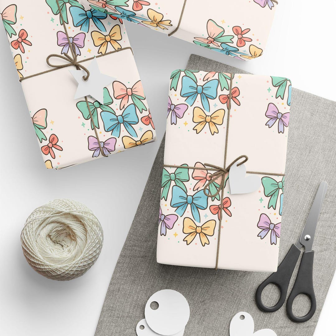 Bow Pattern Gift Wrapping Paper: Colorful Occasion Wraps - Etsy