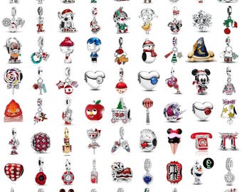 Christmas New Silver Red socks apple Bead lollipop Pendant Fit Bracelet Jewelry Charm Gift For Her