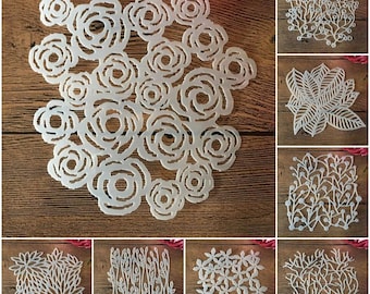Floral Stencil Set for Painting, Scrapbooking - 13x13cm, 8 Pcs