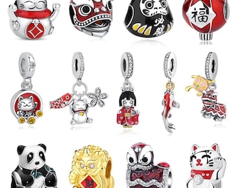 925 Sterling Silver Charms Bead Doll Fortune Cat Charm Fit Bracelet DIY Jewelry For Women