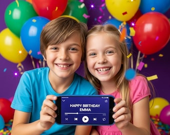 Personalized Birthday Song with Name - Custom Happy Birthday Song for Her or Him - Digital MP3 Gift - Unique Personalized Music Surprise