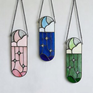 Moon Star Stained Glass Wall Planter, Celestial Propagation Station, Hanging Test Tube Vase, Plant Lover Gift, Home Decor image 2