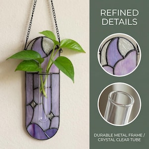 Moon Star Stained Glass Wall Planter, Celestial Propagation Station, Hanging Test Tube Vase, Plant Lover Gift, Home Decor image 10
